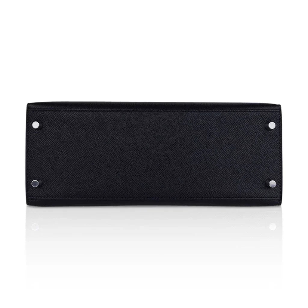 Kelly 28 Sellier Bag Black Epsom Leather with Palladium Hardware