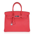 Birkin 35 Bag Rose Jaipur Clemence Leather with Palladium Hardware