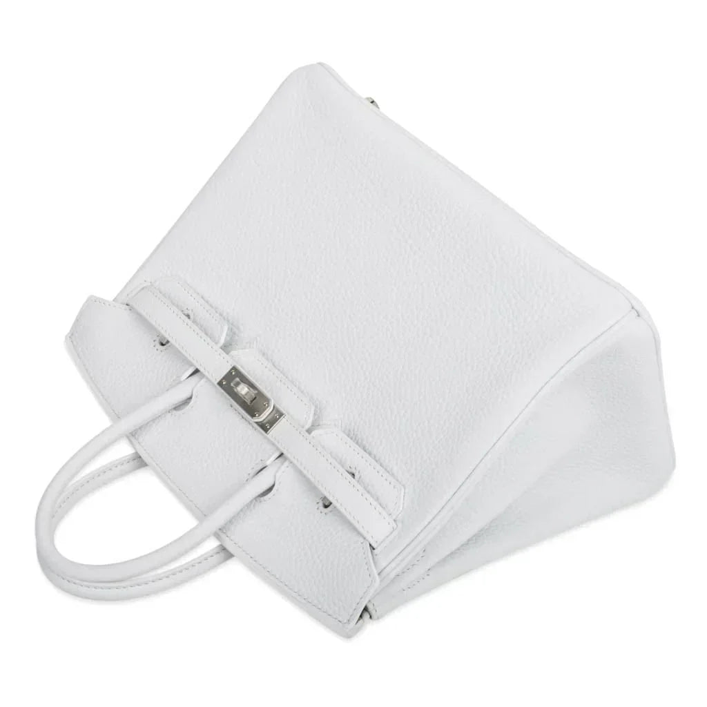Birkin 25 Bag HSS White Clemence Trench Interior Brushed Palladium Hardware