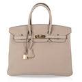 HSS Tri-Color Birkin 35 Gris Tourterelle Blue Paon & Purple Stitching Special Order Bag