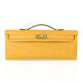 Kelly Cut Bag Jaune Ambre Clutch Swift Gold Hardware New