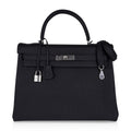 Kelly 35 Bag Black Retourne Togo Palladium Hardware New
