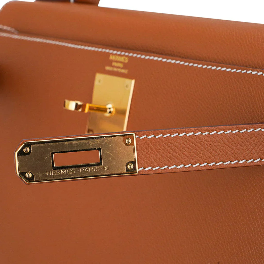 Kelly 28 Sellier Bag Gold Epsom Leather with Gold Hardware