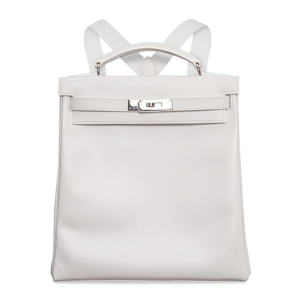 Kelly Ado 28 Bag White Evergrain Palladium Hardware