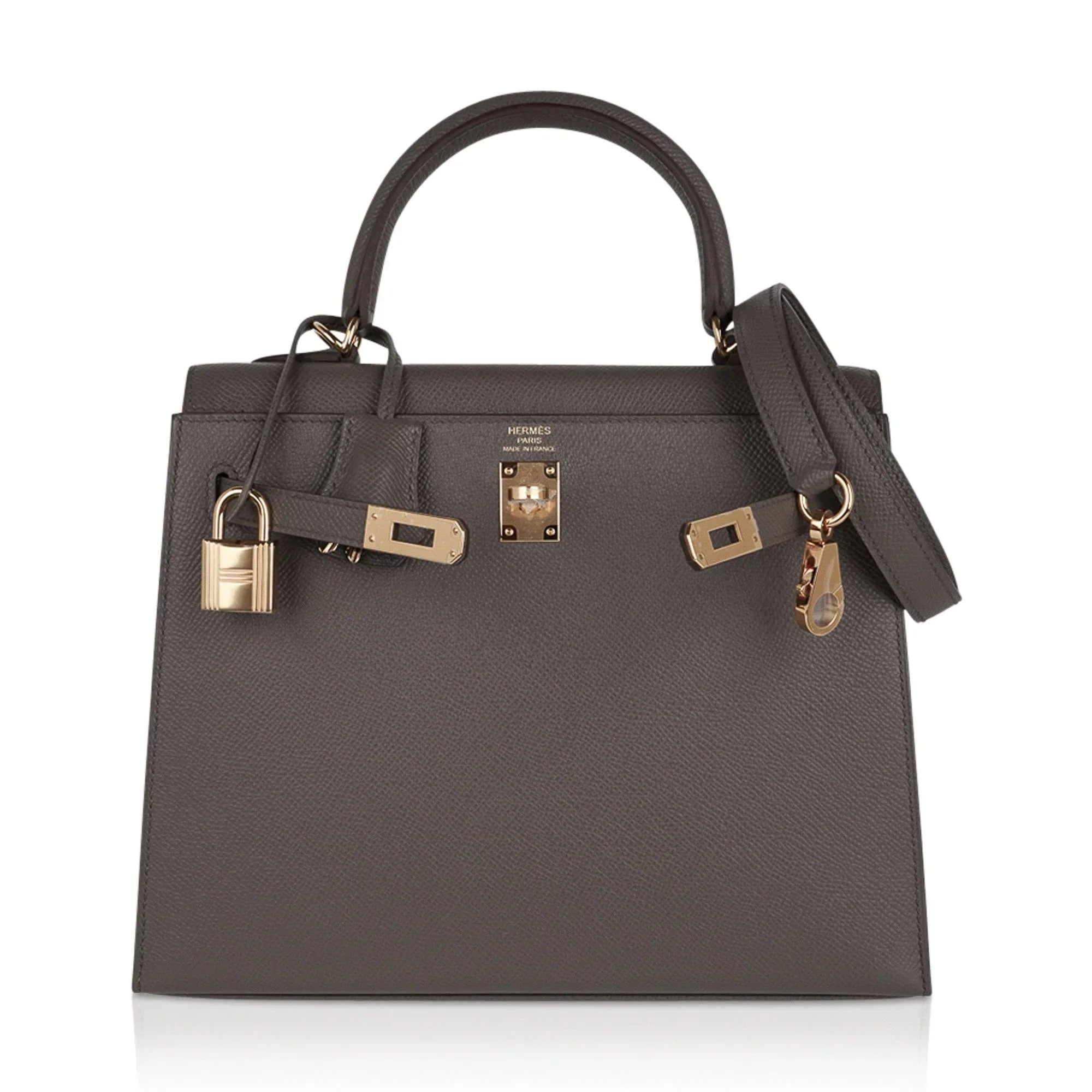 Kelly Sellier 25 Bag Etain Gold Hardware Epsom Leather New