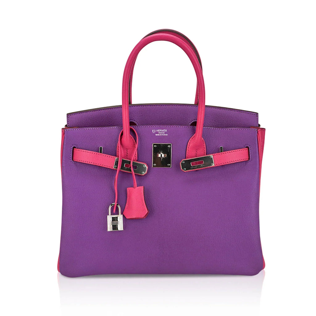 Special Order HSS Birkin 30 Bag Parme and Rose Shocking Chevre Leather with Palladium Hardware
