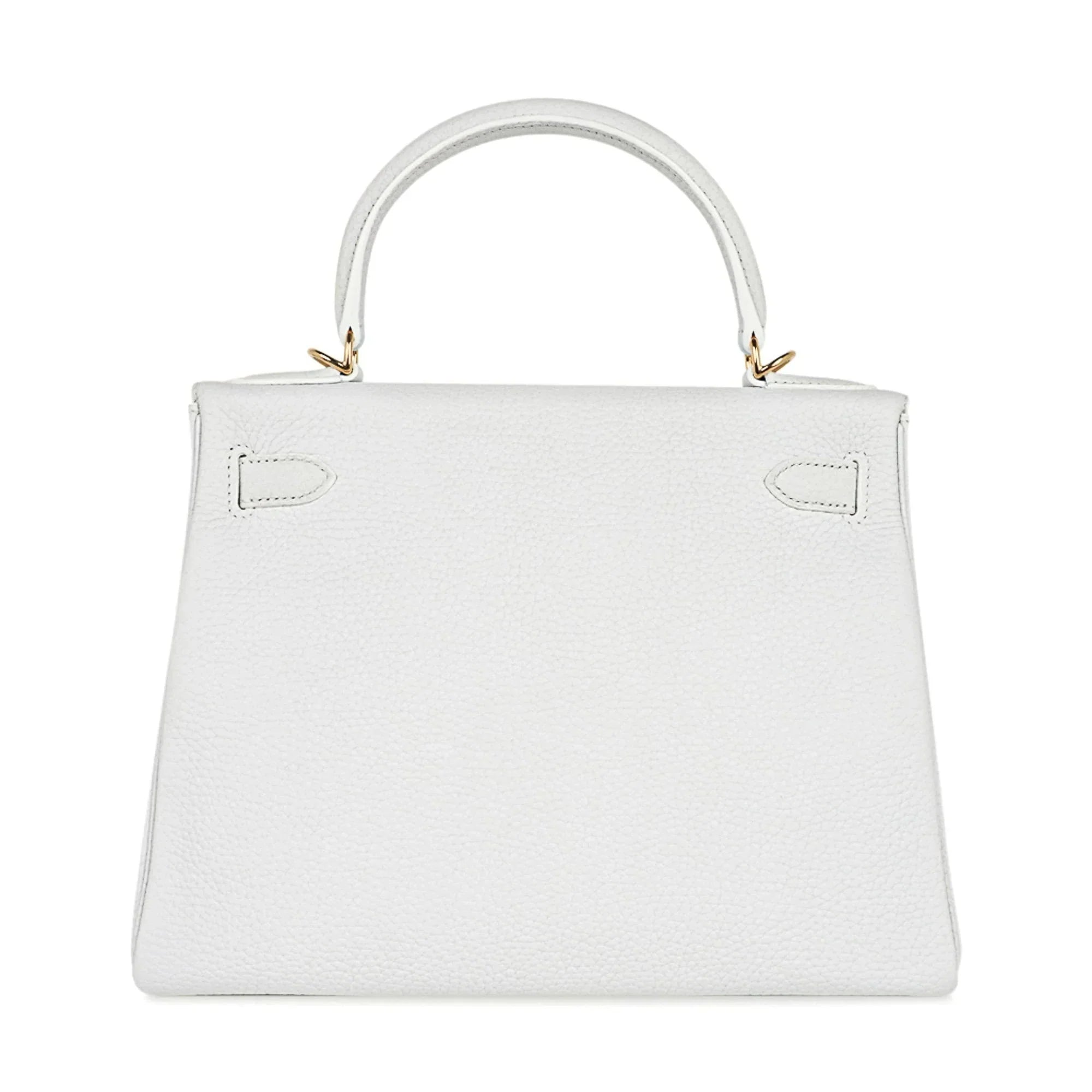 Kelly 28 Retourne Bag White Clemence Leather with Gold Hardware