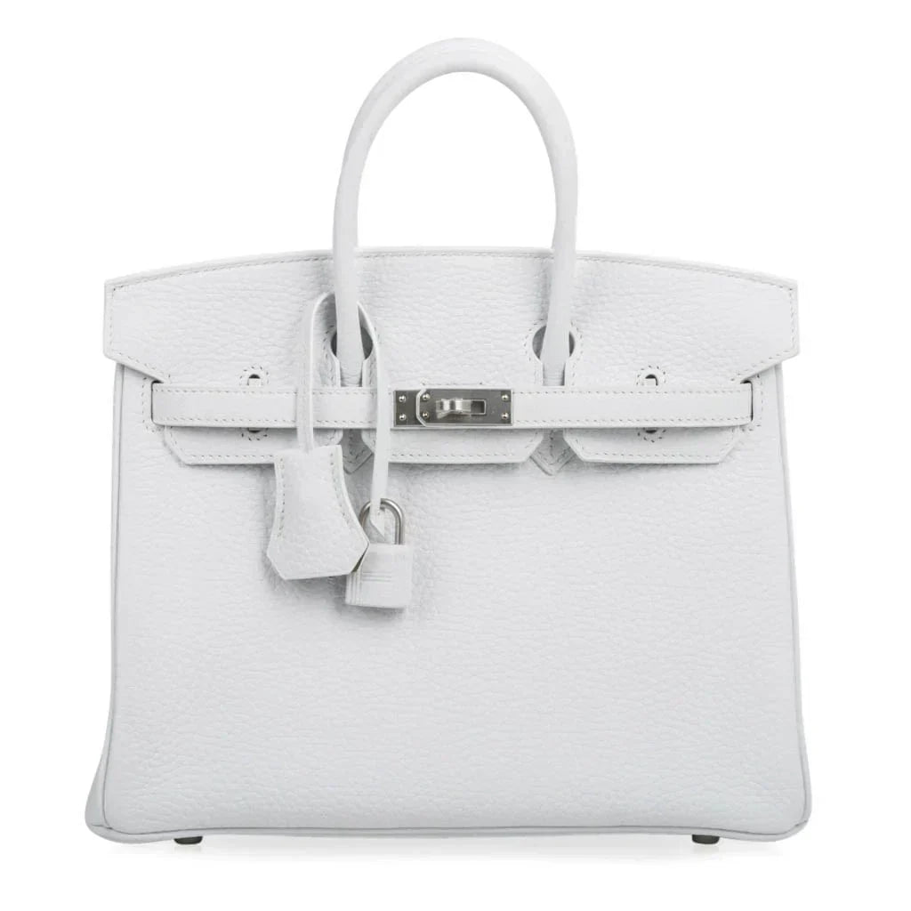 Birkin 25 Bag HSS White Clemence Trench Interior Brushed Palladium Hardware