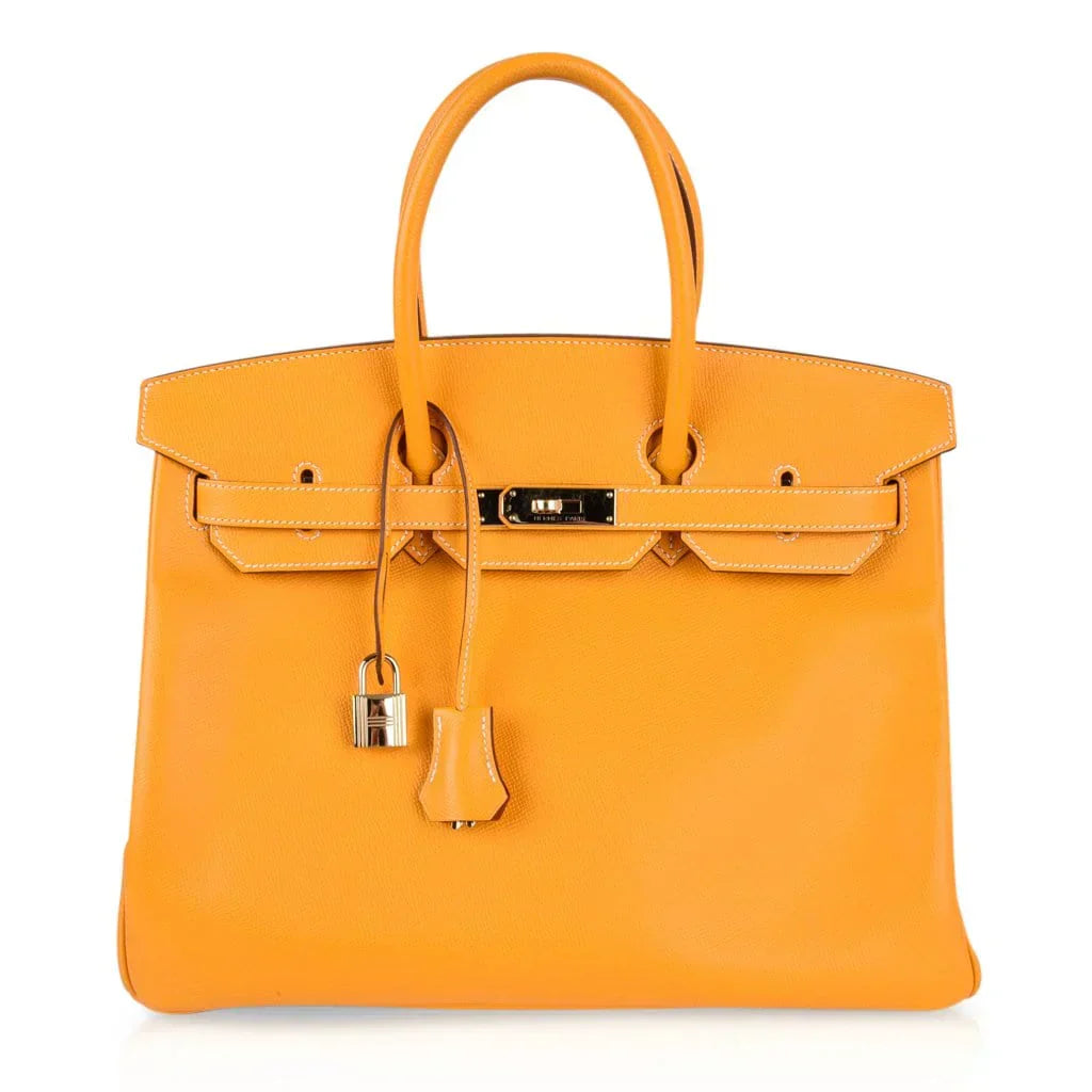 Birkin 35 Bag Yellow Jaune D’Or Candy Limited Edition Epsom Permabrass