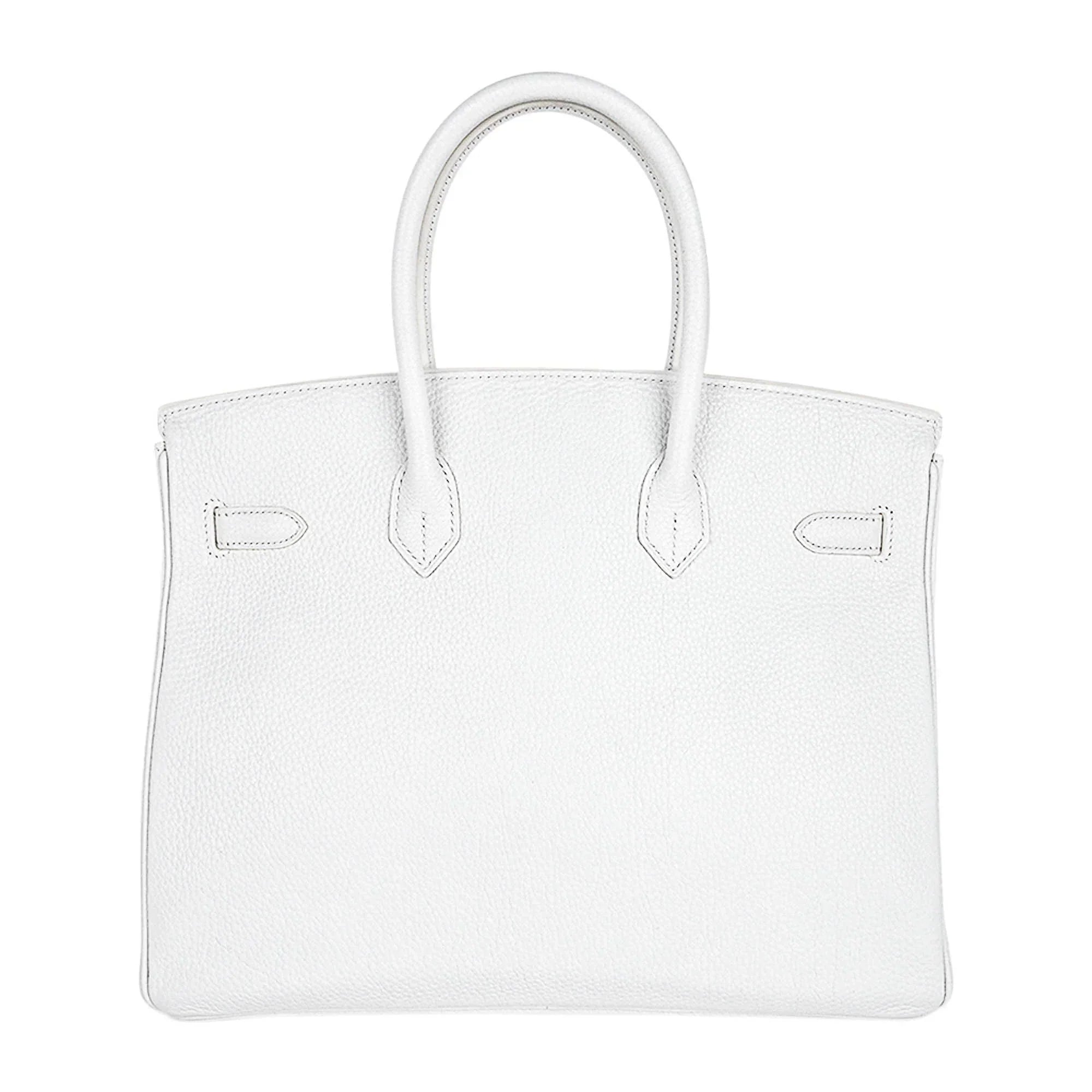 Birkin 35 Bag White Clemence Leather with Palladium Hardware