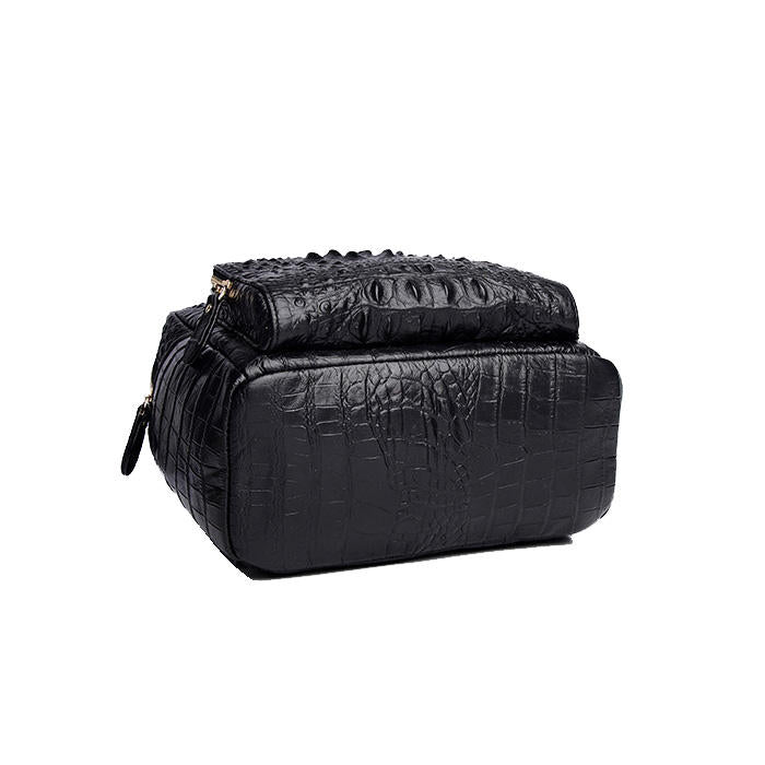 Crocodile-Embossed Lightweight Daily Backpack