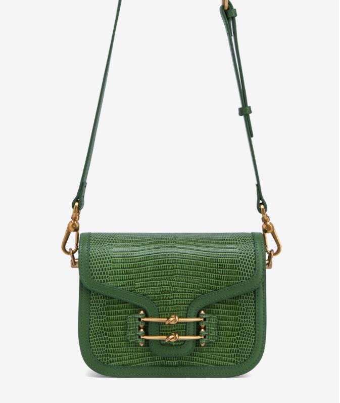 Classic Lizard-Embossed Flap Sling Bag
