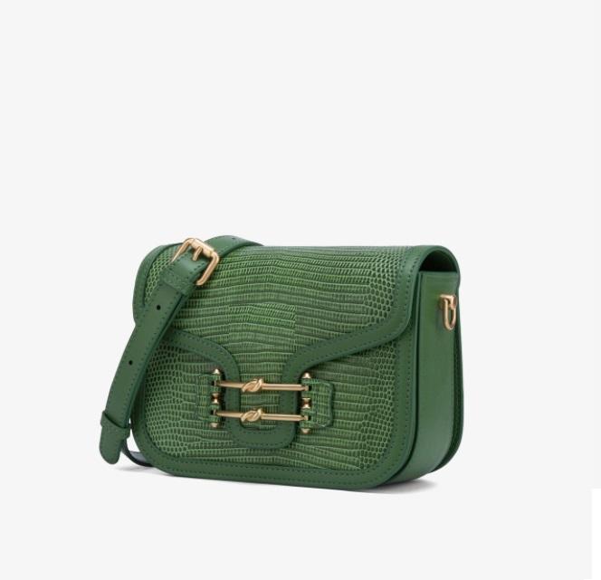 Classic Lizard-Embossed Flap Sling Bag