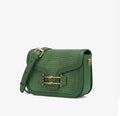 Classic Lizard-Embossed Flap Sling Bag