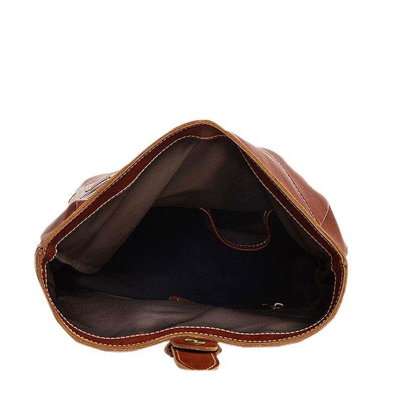 Vintage Roll-Top Lightweight Leather Backpack