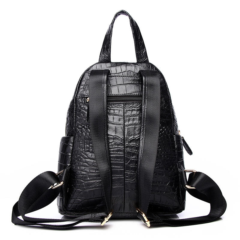 Crocodile-Embossed Lightweight Daily Backpack