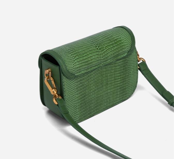 Classic Lizard-Embossed Flap Sling Bag