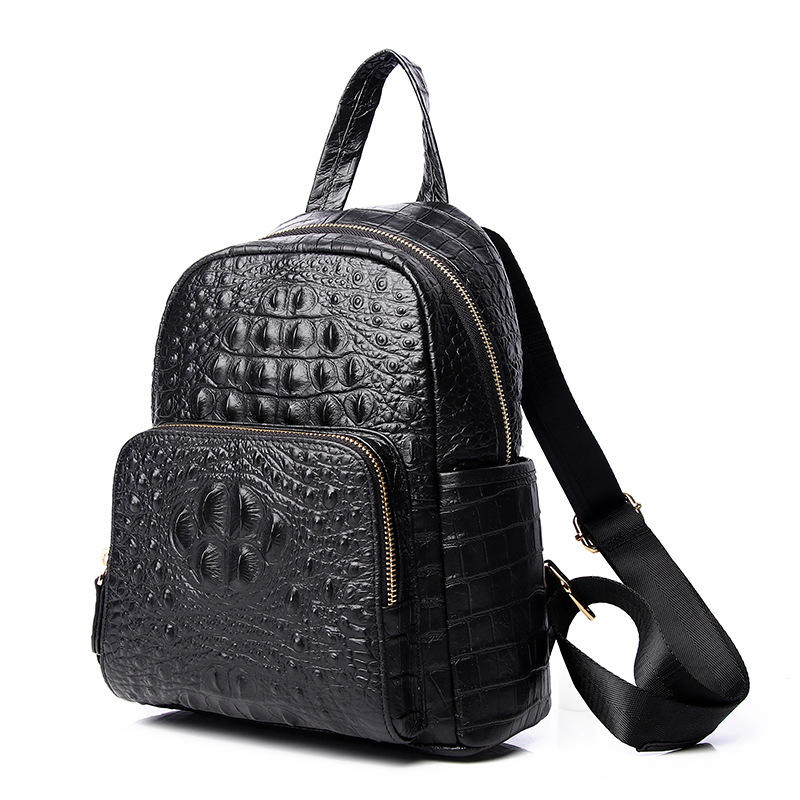 Crocodile-Embossed Lightweight Daily Backpack
