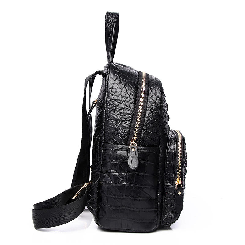 Crocodile-Embossed Lightweight Daily Backpack