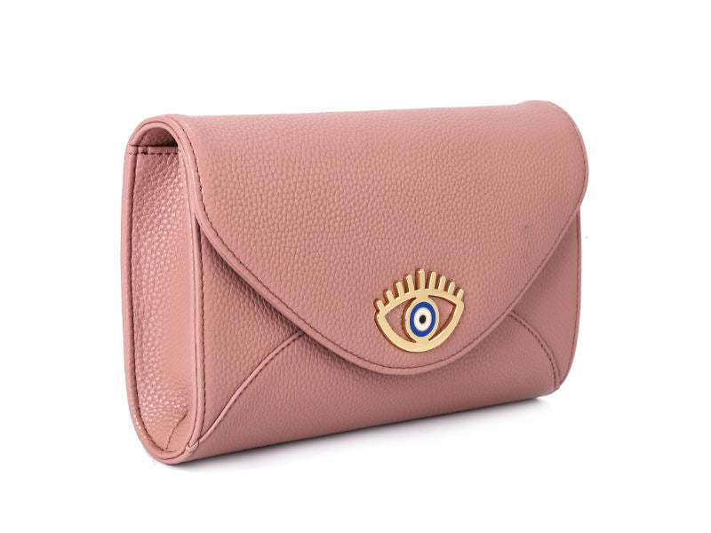 Evil Eye Accent Envelope Style Long Wallet