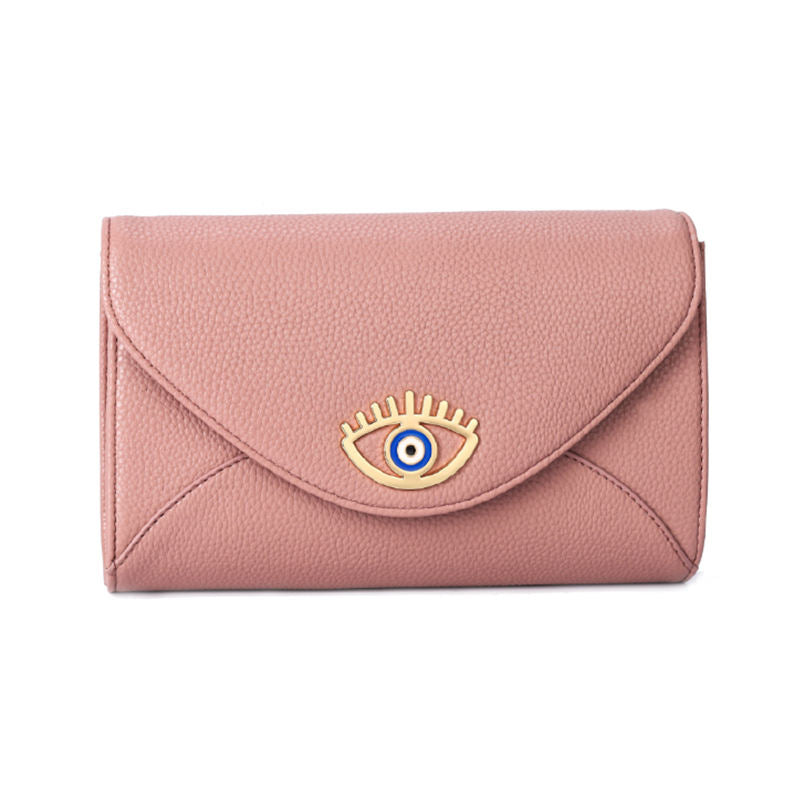 Evil Eye Accent Envelope Style Long Wallet