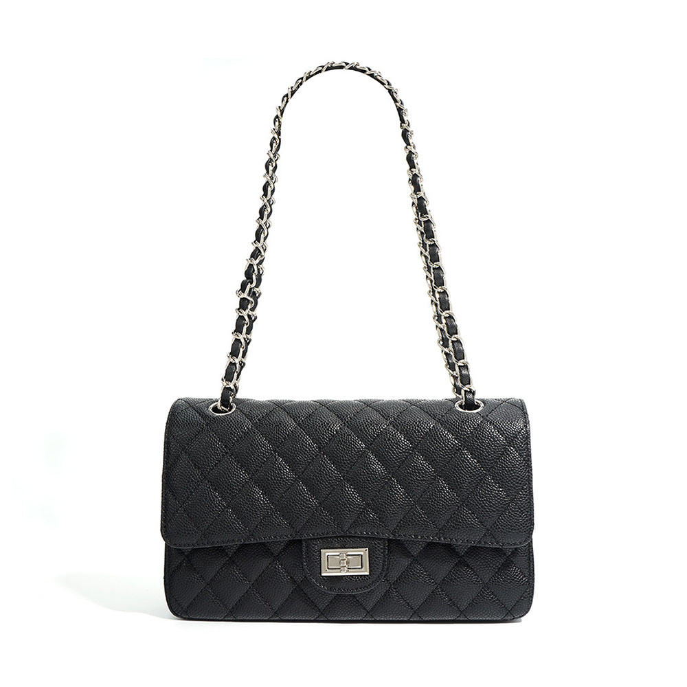 Quilted Caviar Leather Chain Sling Crossbody Bag