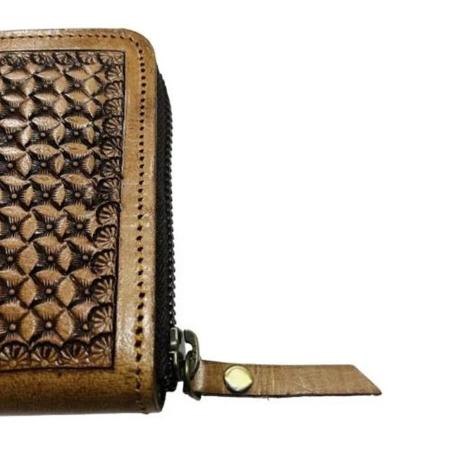 Floral Tooled Leather Zip-Around Long Wallet
