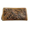 Floral Tooled Leather Zip-Around Long Wallet