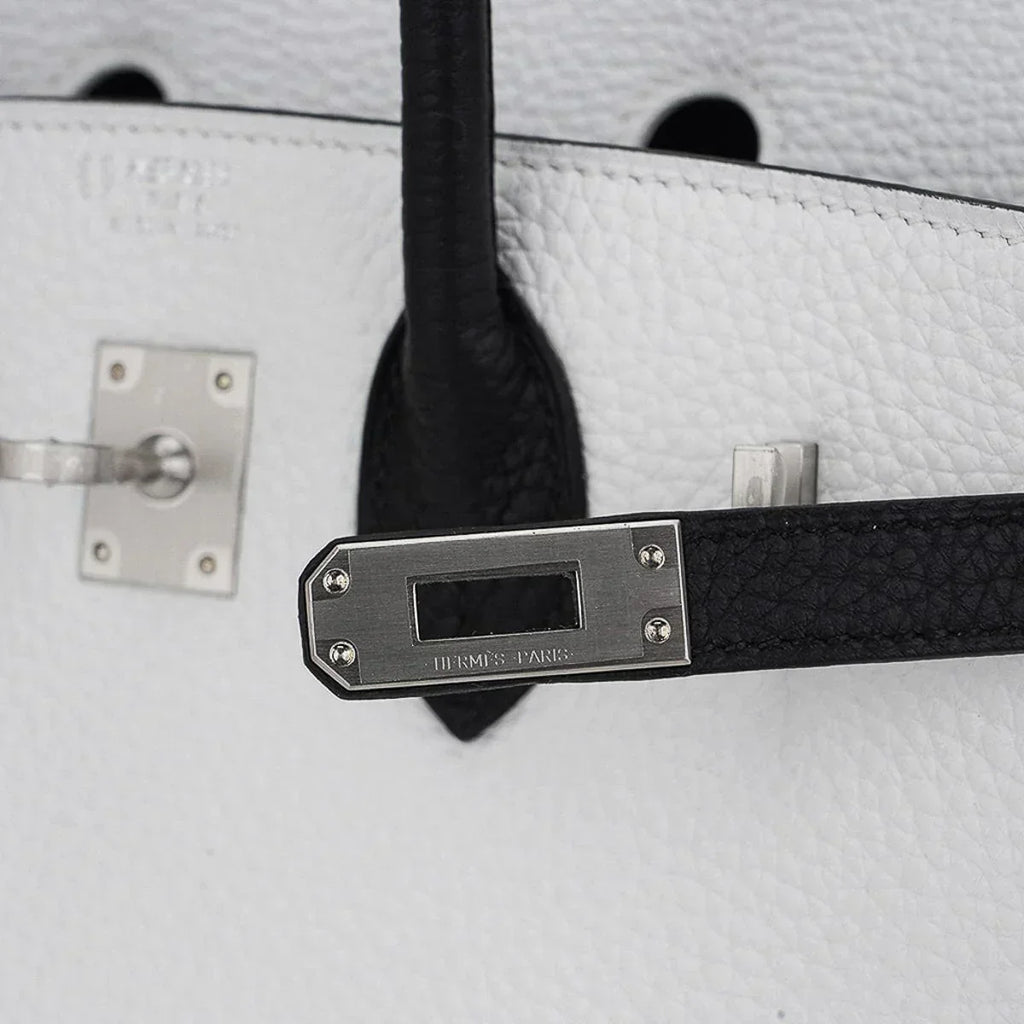 Birkin HSS 25 Bag White w/ Black Brushed Palladium Hardware