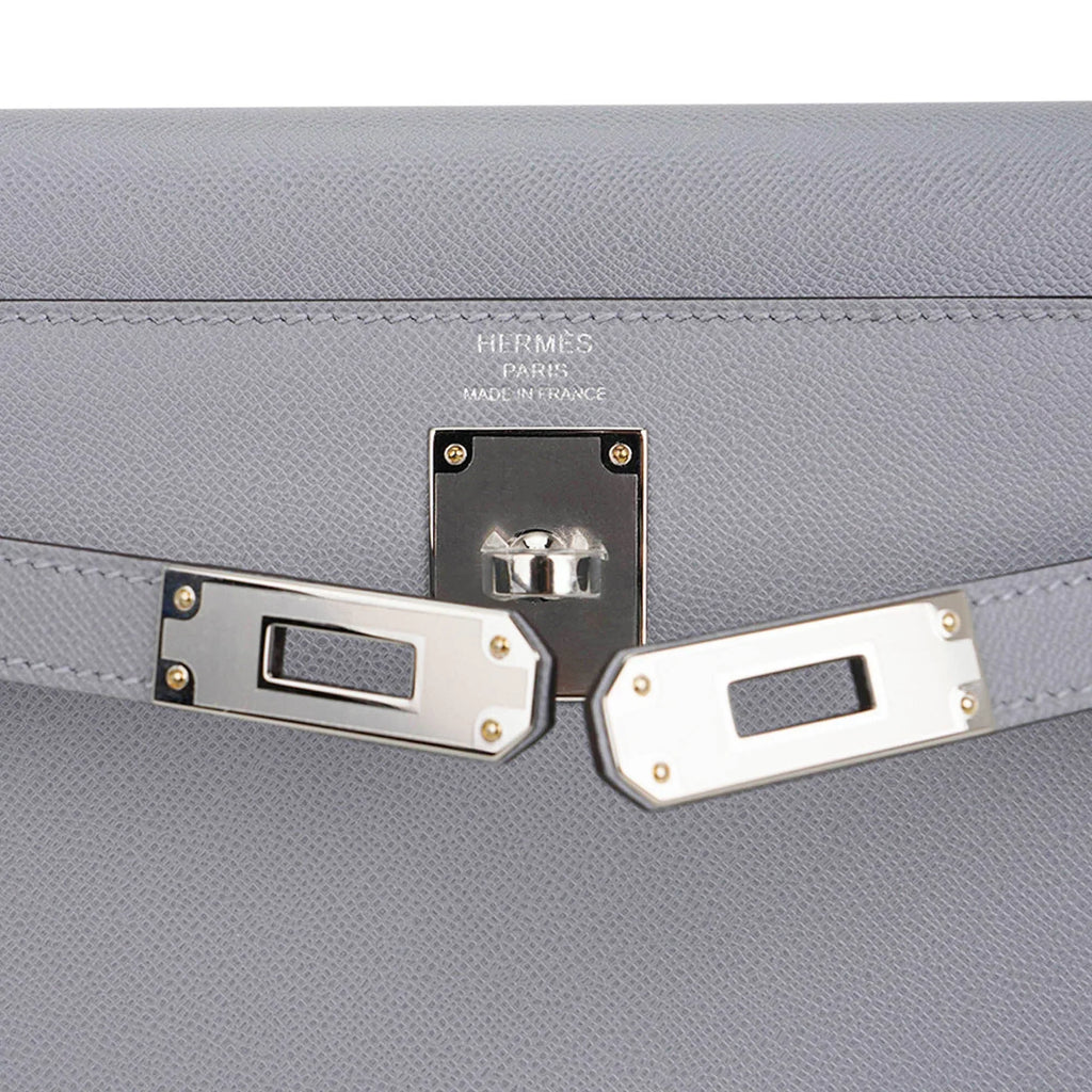 Kelly Elan Gris Pantin Veau Madame Leather with Palladium Hardware