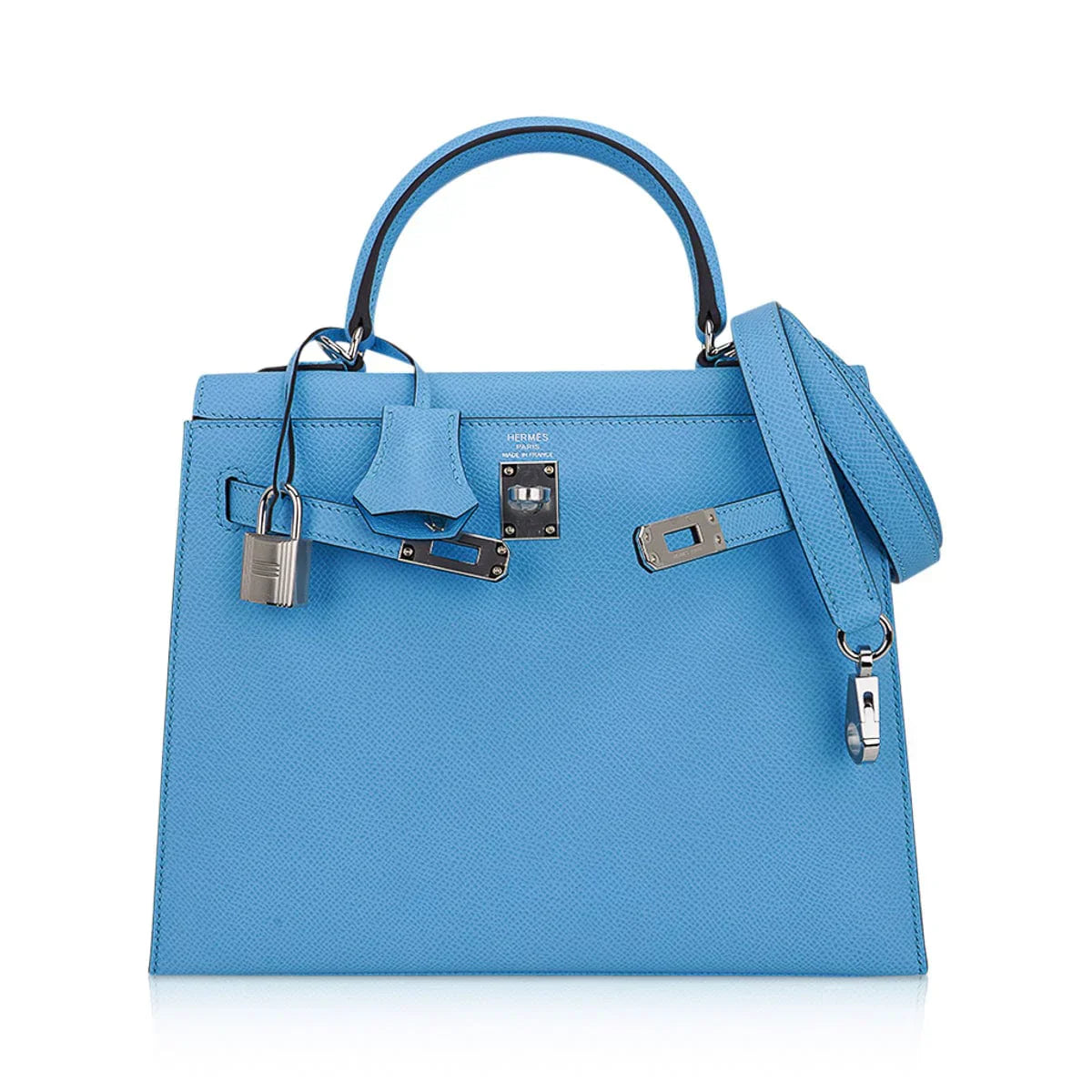 Kelly Sellier 25 Bag Blue Celeste Palladium Epsom Leather