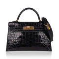 Kelly 20 Mini Sellier Bag Black Alligator Gold Hardware