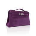 Limited Edition Kelly Pochette Violet Doblis Clutch Bag with Palladium Hardware