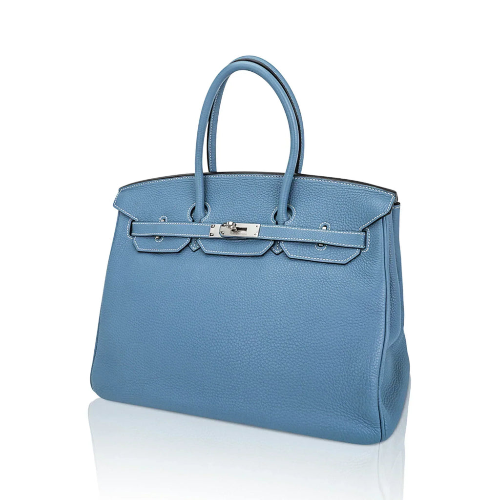 Birkin 35 Bag Blue Jean Togo Leather with Palladium Hardware